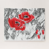 Rote Pfeffer, handgezeichnet, Blume, Blüten Puzzle (Horizontal)