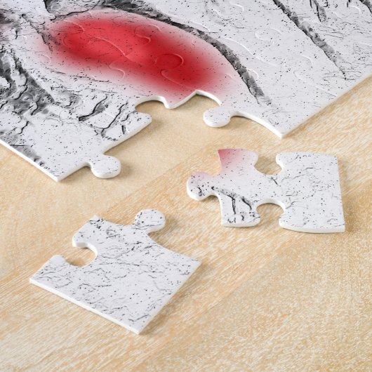 Rote Pfeffer, handgezeichnet, Blume, Blüten Puzzle (Seite)