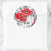 Rote Pfeffer, handgezeichnet, Blume, Blüten Runder Aufkleber (Tasche)