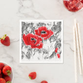 Rote Pfeffer, handgezeichnet, Blume, Blüten Serviette (Beispiel)