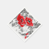 Rote Pfeffer, handgezeichnet, Blume, Blüten Serviette (Ecke)