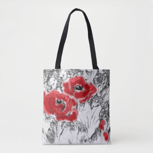 Rote Pfeffer, handgezeichnet, Blume, Blüten Tasche (Vorderseite)