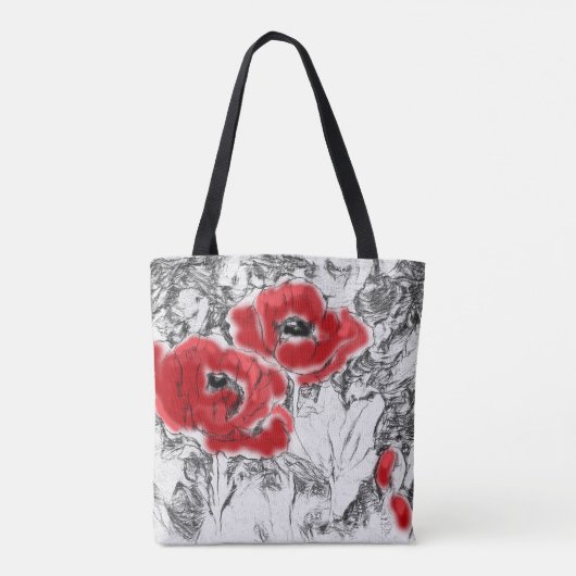 Rote Pfeffer, handgezeichnet, Blume, Blüten Tasche (Rückseite)