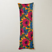 Rote Pfeffer und blaue Kornblumen auf Orange Seitenschläferkissen (Rückseite (Vertikal))