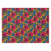 Rote Pfeffer und blaue Kornblumen auf Orange Tischdecke (Vorderseite (Horizontal))