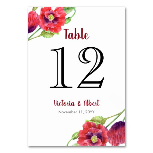 Rote Pfefferkuchen Hochzeitsfeier Tischnummer (Vorderseite)