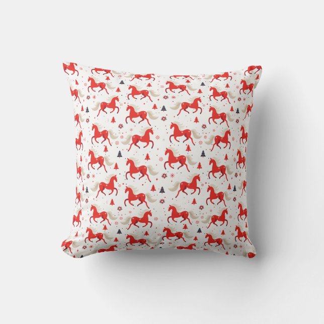 Rote Pferde Design  Kissen (Vorderseite)