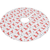 Rote Pferde Design Polyester Weihnachtsbaumdecke (Schrägansicht)