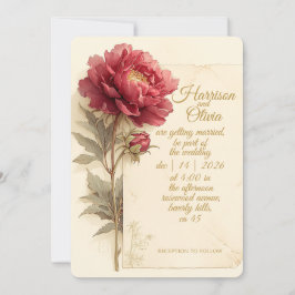 Rote Pfingstrose Elegante Romantische Vintage-Hoch Einladung