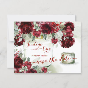 Rote Pfingstrose Epiphanie Save The Date Postkarte