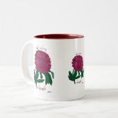 Rote Pfingstrose nehmen einen tiefen Atem Zweifarbige Tasse (Vorderseite Links)