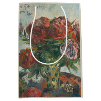 Rote Pfingstrosen Blumen Paul Gaugin Kunst Mittlere Geschenktüte