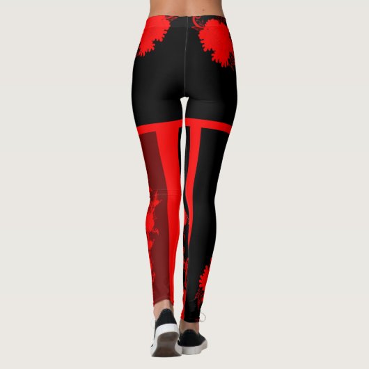 rote Pfingstroße Leggings (Rückseite)
