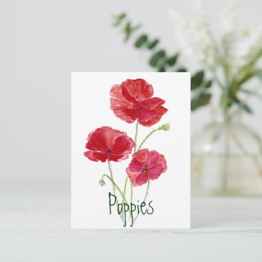 Rote Pflaumen - Aquarell Postkarte (Stehend Vorderseite)