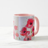 Rote Pflaumen Aquarellmalerei Tasse Rosa (VorderseiteRechts)