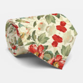 Rote Pflaumen auf Creme Krawatte (Gerollt)