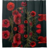 Rote Pflaumen auf schwarz Duschvorhang (Vorderseite)