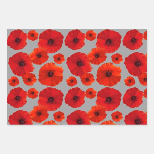 Rote Pflaumen auf Schwarz in Grau Geschenkpapier Set (Vorderseite 3)