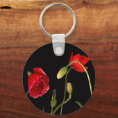 Rote Pflaumen auf schwarz Schlüsselanhänger (Rückseite)