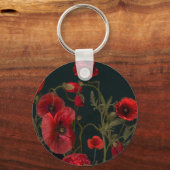 Rote Pflaumen auf schwarz Schlüsselanhänger (Vorderseite)