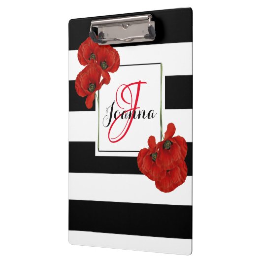 Rote Pflaumen auf schwarz-weiß gestreiftem Hinterg Klemmbrett (Links)