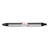 Rote Pflaumen auf schwarz-weiß gestreiftem Hinterg Kugelschreiber (Vorderseite)