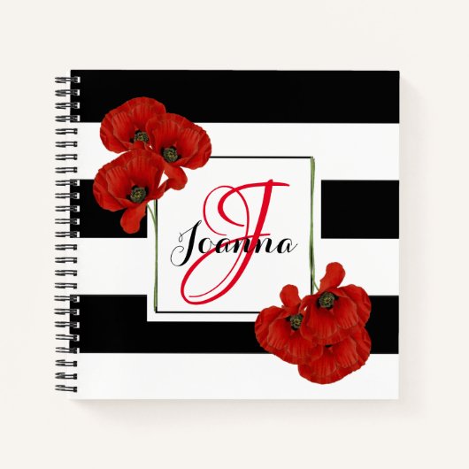 Rote Pflaumen auf schwarz-weiß gestreiftem Hinterg Notizblock (Vorderseite)