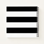 Rote Pflaumen auf schwarz-weiß gestreiftem Hinterg Notizblock (Rückseite)