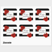 Rote Pflaumen auf schwarz-weiß gestreiftem Hinterg Quadratischer Aufkleber (Blatt)