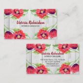 Rote Pflaumen aus grauem Holz Visitenkarte (Vorne/Hinten)