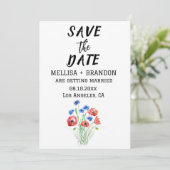 Rote Pflaumen Cornblumen Blumen Rustikale Hochzeit Einladung (Stehend Vorderseite)