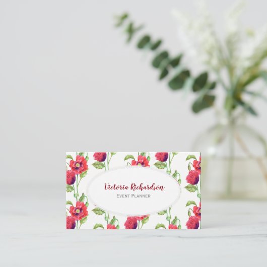 Rote Pflaumen Flora und Fauna Visitenkarte (Stehend Vorderseite)