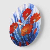 Rote Pflaumen im blauen Gras Große Wanduhr (Winkel)