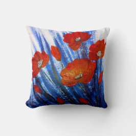 Rote Pflaumen im blauen Gras Kissen