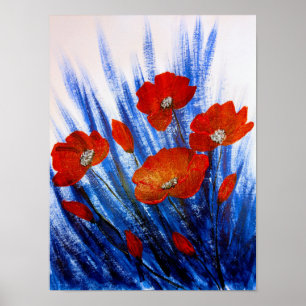 Rote Pflaumen im blauen Gras Poster