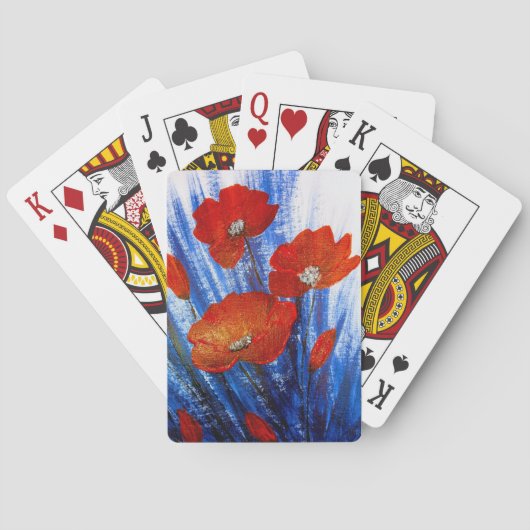 Rote Pflaumen im blauen Gras Spielkarten (Rückseite)