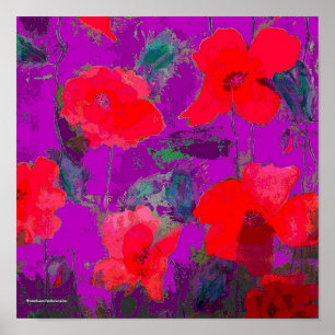 rote Pflaumen im lila Hintergrund Poster