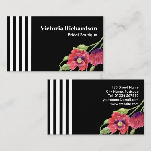 Rote Pflaumen im Wasser Schwarz-weiß Streifen Visitenkarte (Vorne/Hinten)