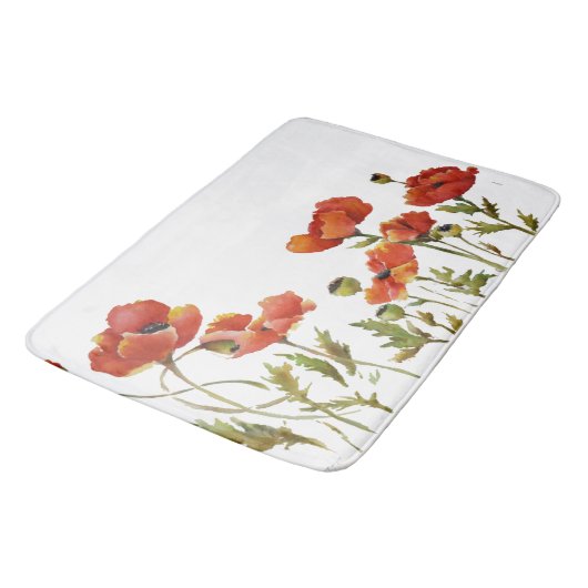 Rote Pflaumen in der Wind Aquarell Badematte (Schrägansicht)