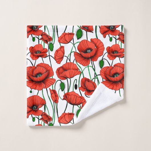 Rote Pflaumen in einem Feld auf Weiß Badhandtuch Set (Waschlappen)