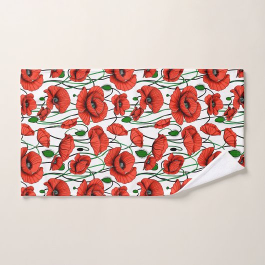 Rote Pflaumen in einem Feld auf Weiß Badhandtuch Set (Handtuch)