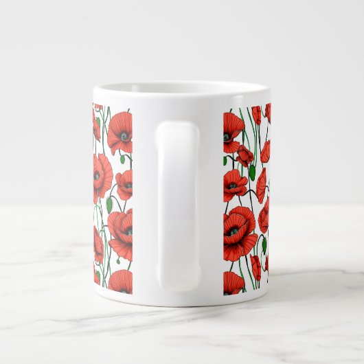 Rote Pflaumen in einem Feld auf Weiß Jumbo-Tasse (Rückseite)