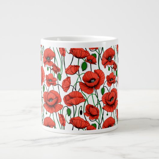 Rote Pflaumen in einem Feld auf Weiß Jumbo-Tasse (Vorderseite)