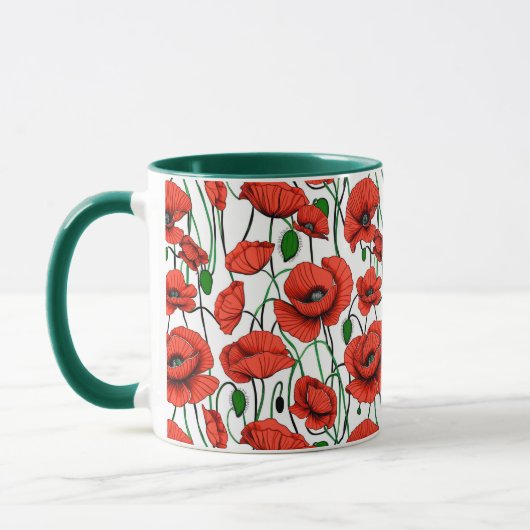 Rote Pflaumen in einem Feld auf Weiß Tasse (Links)