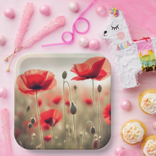 Rote Pflaumen in einem Feld Pappteller (Party)