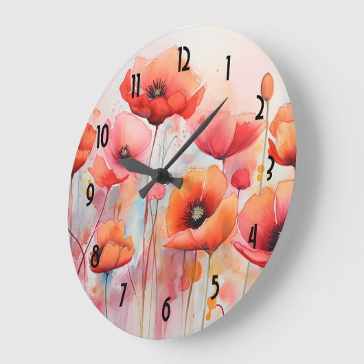 Rote Pflaumen in einem Wasserfeld Große Wanduhr (Winkel)