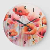 Rote Pflaumen in einem Wasserfeld Große Wanduhr (Vorderseite)