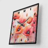 Rote Pflaumen in einem Wasserfeld Quadratische Wanduhr (Winkel)