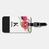 Rote Pflaumen Kunst Botanische Polka Dots Gepäckanhänger (Vorderseite horizontal)