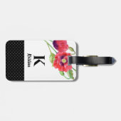 Rote Pflaumen Kunst Botanische Polka Dots Gepäckanhänger (Rückseite horizontal)